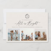 ヴィンテージボタニカルモノグラム3フォトホリデーカード シーズンカード (正面)