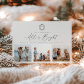 ヴィンテージボタニカルモノグラム3フォトホリデーカード シーズンカード