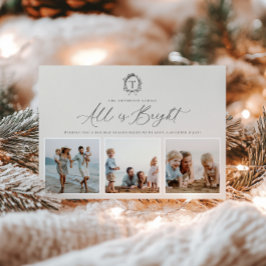 ヴィンテージボタニカルモノグラム3フォトホリデーカード シーズンカード