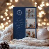 ヴィンテージボタニカルモノグラム3フォトホリデーカード シーズンカード