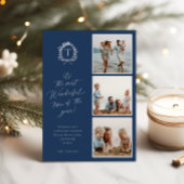 ヴィンテージボタニカルモノグラム3フォトホリデーカード シーズンカード