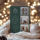 ヴィンテージボタニカルモノグラム3フォトホリデーカード シーズンカード