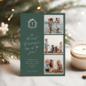 ヴィンテージボタニカルモノグラム3フォトホリデーカード シーズンカード