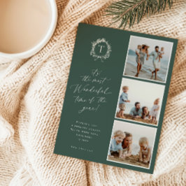 ヴィンテージボタニカルモノグラム3フォトホリデーカード シーズンカード