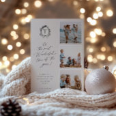 ヴィンテージボタニカルモノグラム3フォトホリデーカード シーズンカード