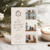 ヴィンテージボタニカルモノグラム3フォトホリデーカード シーズンカード