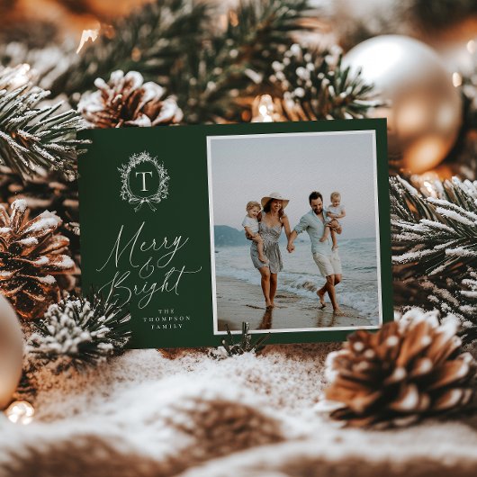 ヴィンテージボタニカルモノグラム3フォトホリデーカード シーズンカード