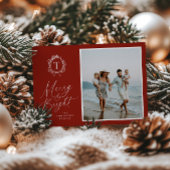 ヴィンテージボタニカルモノグラム3フォトホリデーカード シーズンカード