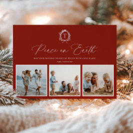 ヴィンテージボタニカルモノグラム3フォトホリデーカード シーズンカード