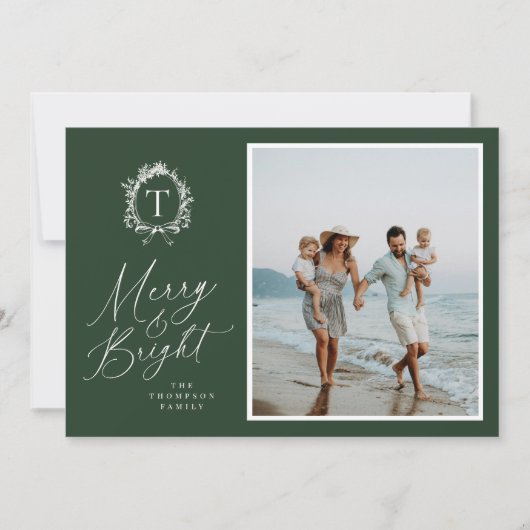 ヴィンテージボタニカルモノグラム3フォトホリデーカード シーズンカード (正面)