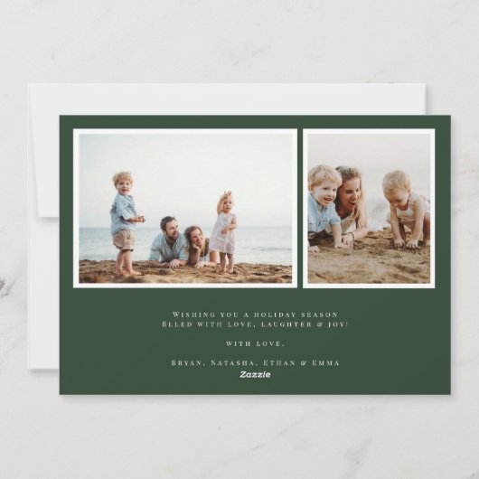 ヴィンテージボタニカルモノグラム3フォトホリデーカード シーズンカード (裏面)