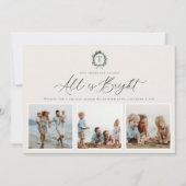 ヴィンテージボタニカルモノグラム3フォトホリデーカード シーズンカード (正面)