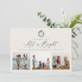 ヴィンテージボタニカルモノグラム3フォトホリデーカード シーズンカード (スタンド正面)