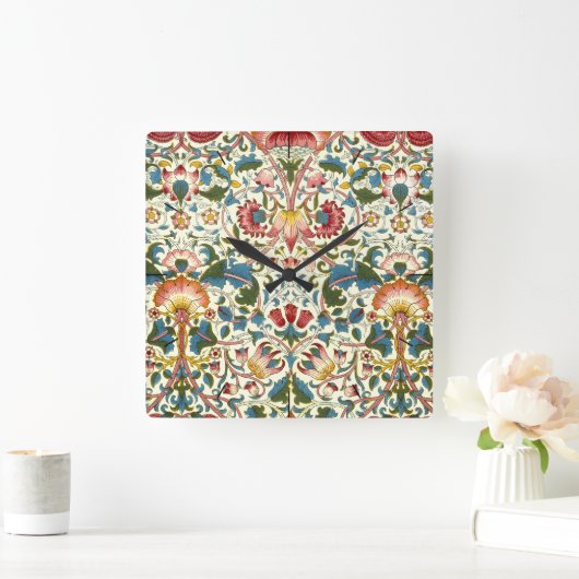 ヴィンテージボタニカルモリスデザイン時計 スクエア壁時計 (ホーム)