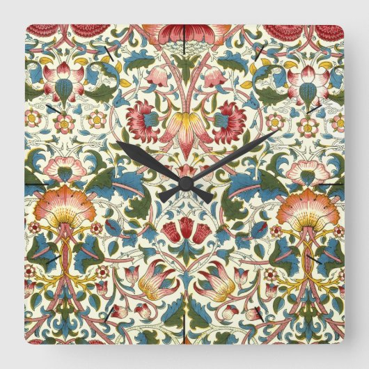 ヴィンテージボタニカルモリスデザイン時計 スクエア壁時計 (正面)