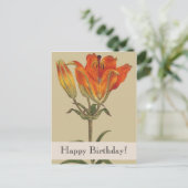 ヴィンテージボタニカルリリーハッピーバースデーはがき ポストカード (スタンド正面)