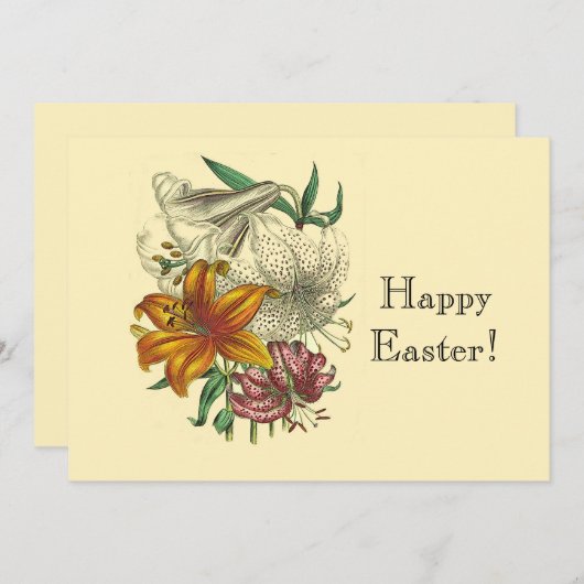 ヴィンテージボタニカルリリーフローラハッピーイースター シーズンカード (正面/裏面)