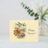 ヴィンテージボタニカルリリーフローラハッピーイースター シーズンポストカード (スタンド正面)