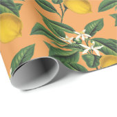 ヴィンテージボタニカルレモンフルーツブロッサムオレンジ ラッピングペーパー (ロールコーナー)