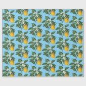 ヴィンテージボタニカルレモンフルーツブロッサムブルー ラッピングペーパー (フラット)