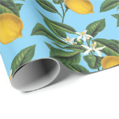 ヴィンテージボタニカルレモンフルーツブロッサムブルー ラッピングペーパー (ロールコーナー)