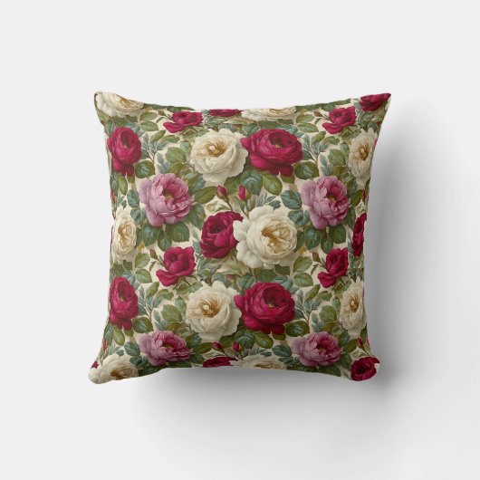 ヴィンテージボタニカルロマンティックシックフローラ クッション (裏面)