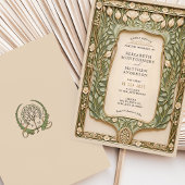 ヴィンテージボタニカル結婚アールヌーボー 招待状