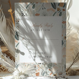 ヴィンテージボタニカルRSVPカードMid-Century 結婚's 招待状