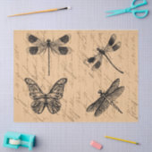 ヴィンテージボタニッグランジク蝶トンボ 薄葉紙 (クラフト)