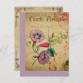 ヴィンテージボタニッフランスのクポストカードモーニンググローリー ポストカード (正面/裏面)