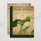 ヴィンテージボタニッフランスのクポストカードロータス ポストカード (正面/裏面)