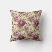 ヴィンテージボタニッ素朴クピンク&クリームフローラ クッション (裏面)