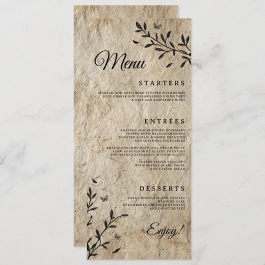 ヴィンテージボタニッ結婚クのディナーメニュー メニュー (正面/裏面)
