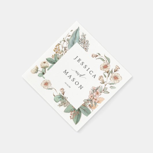 ヴィンテージボタニッ結婚クスカクテルナプキン スタンダードカクテルナプキン (角)