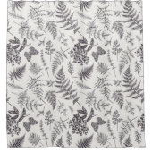 ヴィンテージボタニーとバタフライパターン シャワーカーテン (正面)