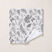 ヴィンテージボタニーとバタフライパターン バスタオルセット (ウォッシュタオル)