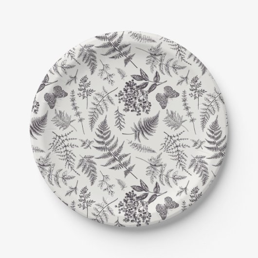 ヴィンテージボタニーとバタフライパターン ペーパープレート (正面)