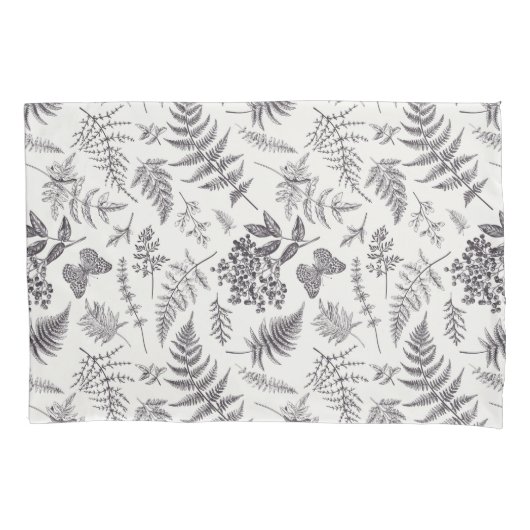 ヴィンテージボタニーとバタフライパターン 枕カバー (正面左)