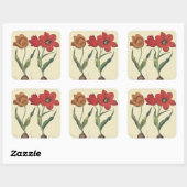 ヴィンテージボタニー、咲くチューリップ花と球根 スクエアシール (シート)