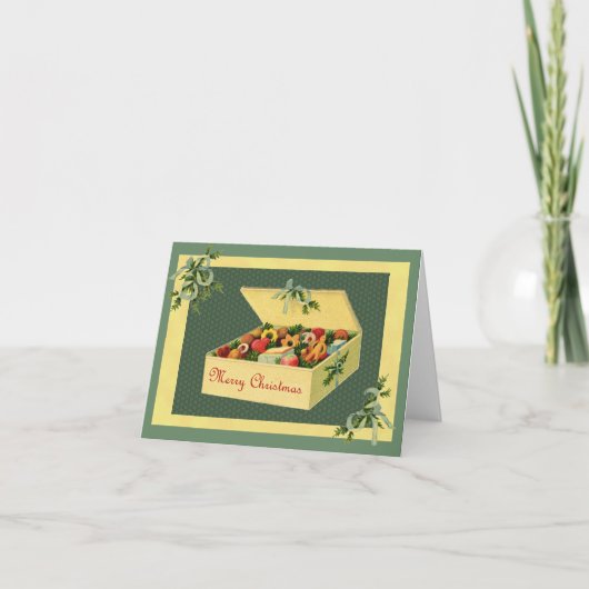 ヴィンテージボックスのクリスマスクッキーNotecard シーズンカード (正面)
