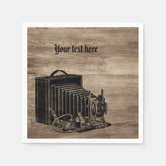 ヴィンテージボックスカメラシルエットカクテルナプキン スタンダードカクテルナプキン (正面)