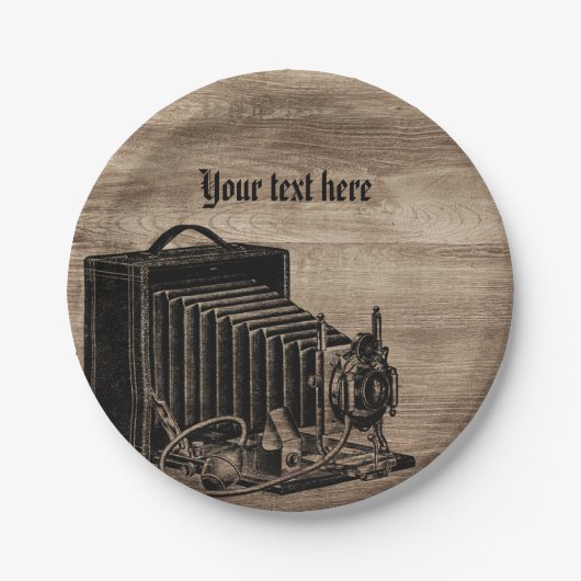 ヴィンテージボックスカメラシルエット紙プレート ペーパープレート (正面)