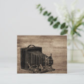 ヴィンテージボックスカメラシルエット葉書 ポストカード (スタンド正面)