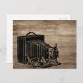 ヴィンテージボックスカメラシルエット葉書 ポストカード (正面/裏面)