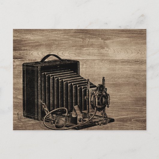 ヴィンテージボックスカメラシルエット葉書 ポストカード (正面)