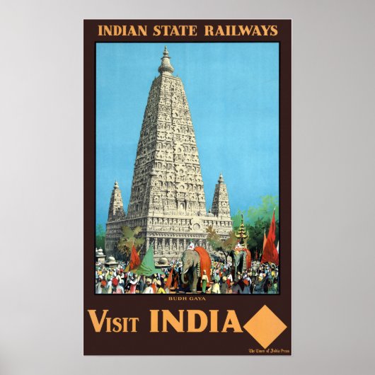 ヴィンテージボッダガヤビジットインド旅行 ポスター (正面)