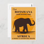 ヴィンテージボツワナアフリカ国立公園ゾウ ポストカード (正面/裏面)