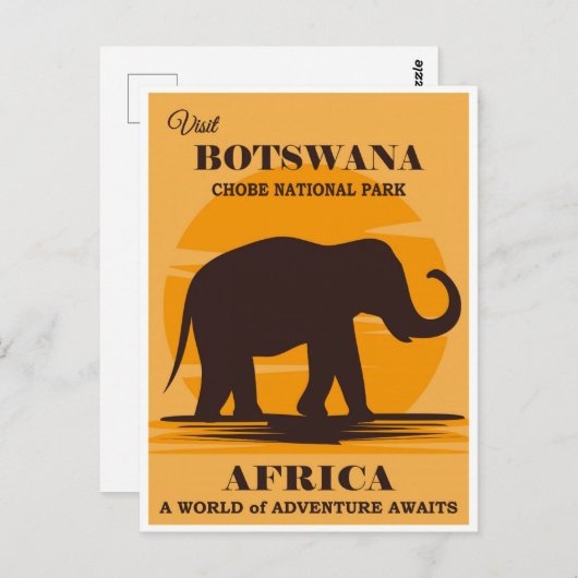ヴィンテージボツワナアフリカ国立公園ゾウ ポストカード (正面/裏面)