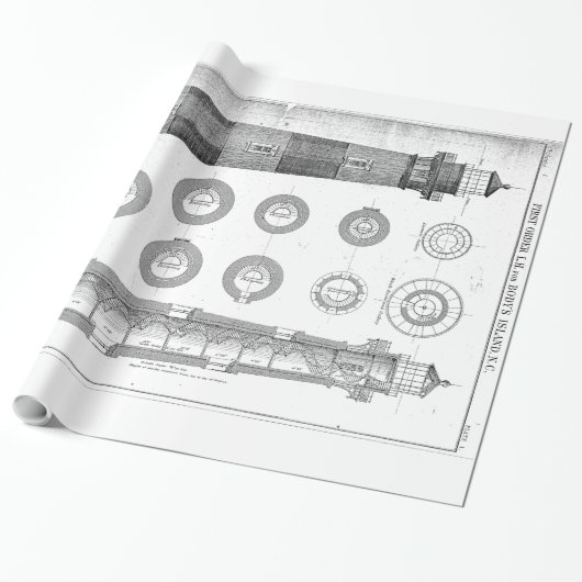 ヴィンテージボディアイランド灯台図 ラッピングペーパー (アンロールド)