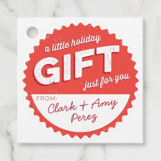 ヴィンテージボトルキャップスタイル休日赤と白 フェイバータグ (正面)